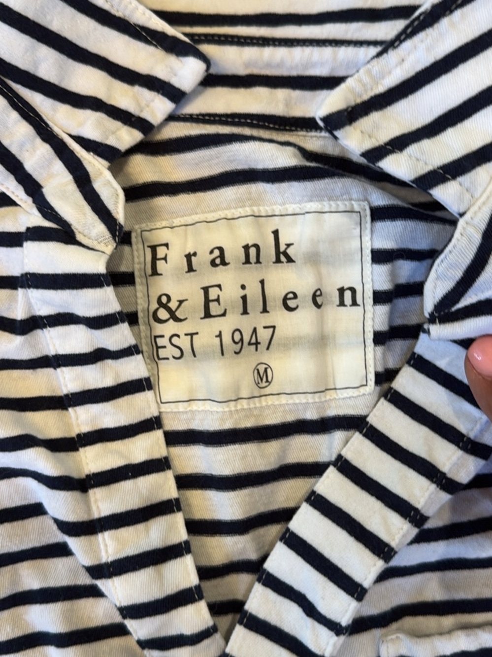 Frank & Eileen Navy and White Striped Collared Midi Dress